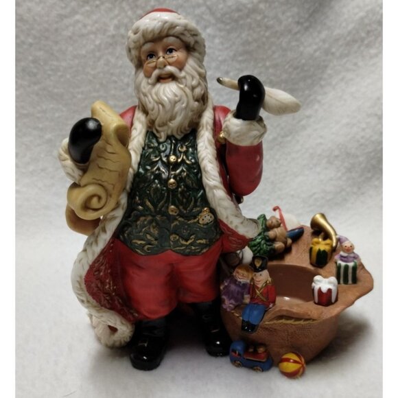 Partylite Santa Claus Tealight Holder wit Toy Bag 7" Tall Hand-Painted - Picture 7 of 15
